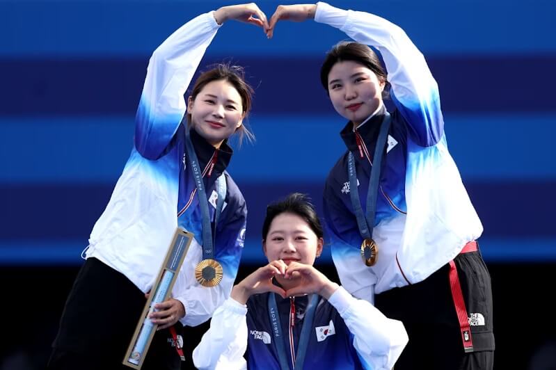 2024 파리올림픽 양궁 여자단체전 대한민국 하트 세리머니