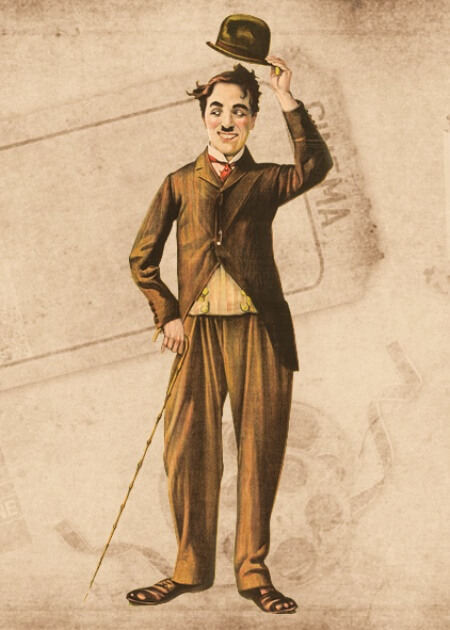 찰리 채플린이 모자를 손에 들고 인사하는 모습