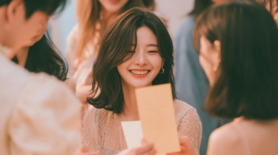 지인의 결혼을 진심으로 축하하는 모임원들