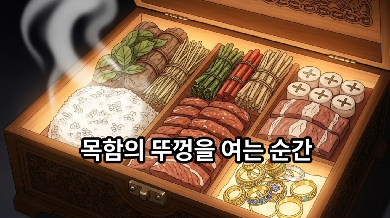 시어머니가 싸준 밥과 반찬 그리고 금가락지