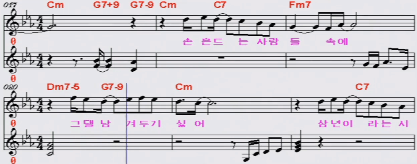 김민우 입영열차 안에서 악보