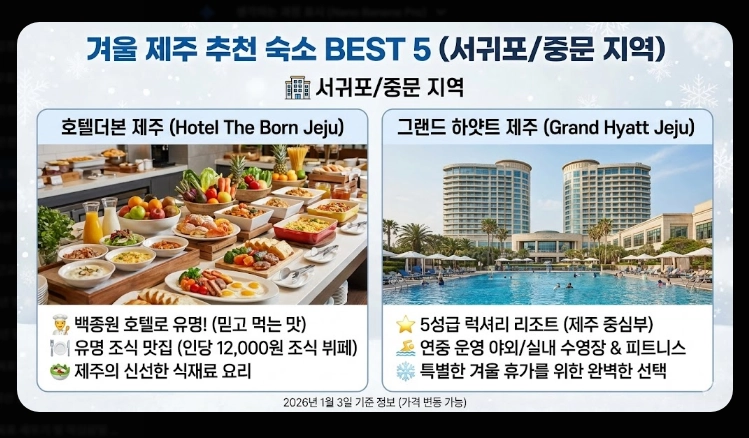 제주도 겨울 여행 3박4일 일정표 완벽 가이드 2026