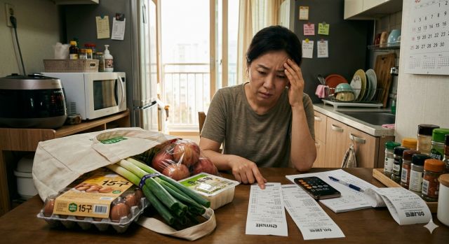 고유가로 인해 생활비 상승을 체감하는 가정의 모습