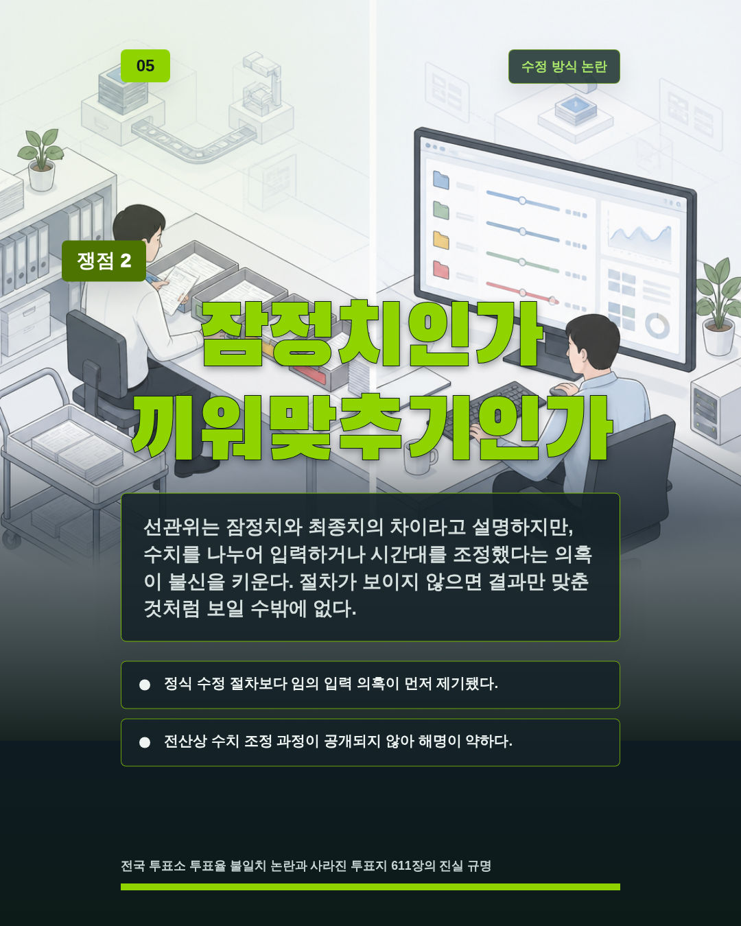 잠정치인가 끼워맞추기인가