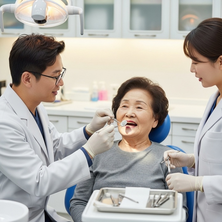 임플란트와 틀니 관리로 구강 노쇠 예방하는 고령 환자