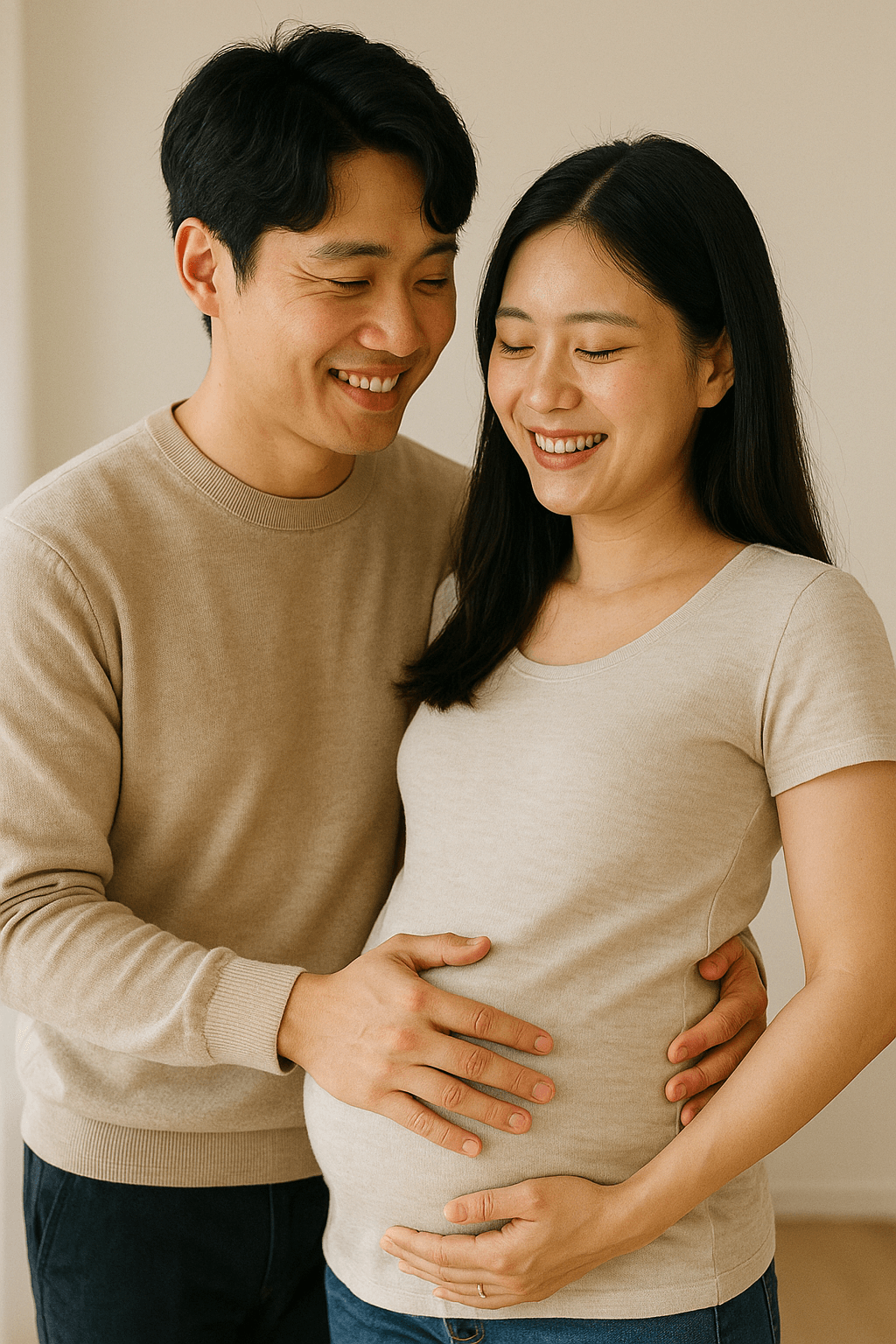 임신으로 행복한 부부의 이미지