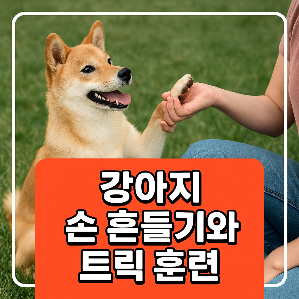 강아지 손 흔들기와 트릭 훈련