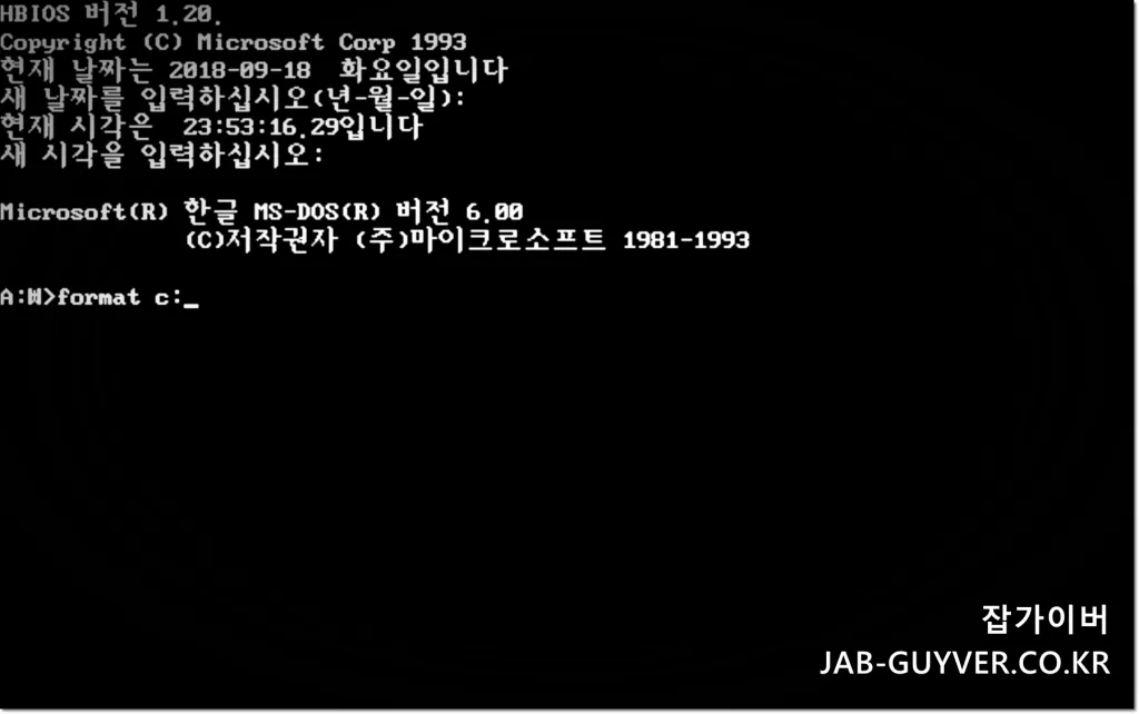 부팅 디스크로 재부팅한 화면