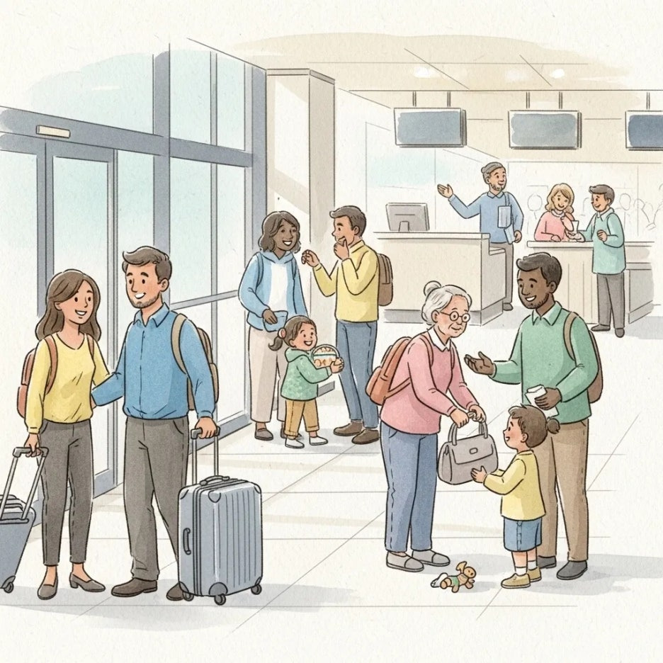 작은 친절이 오가는 따뜻한 공항 분위기