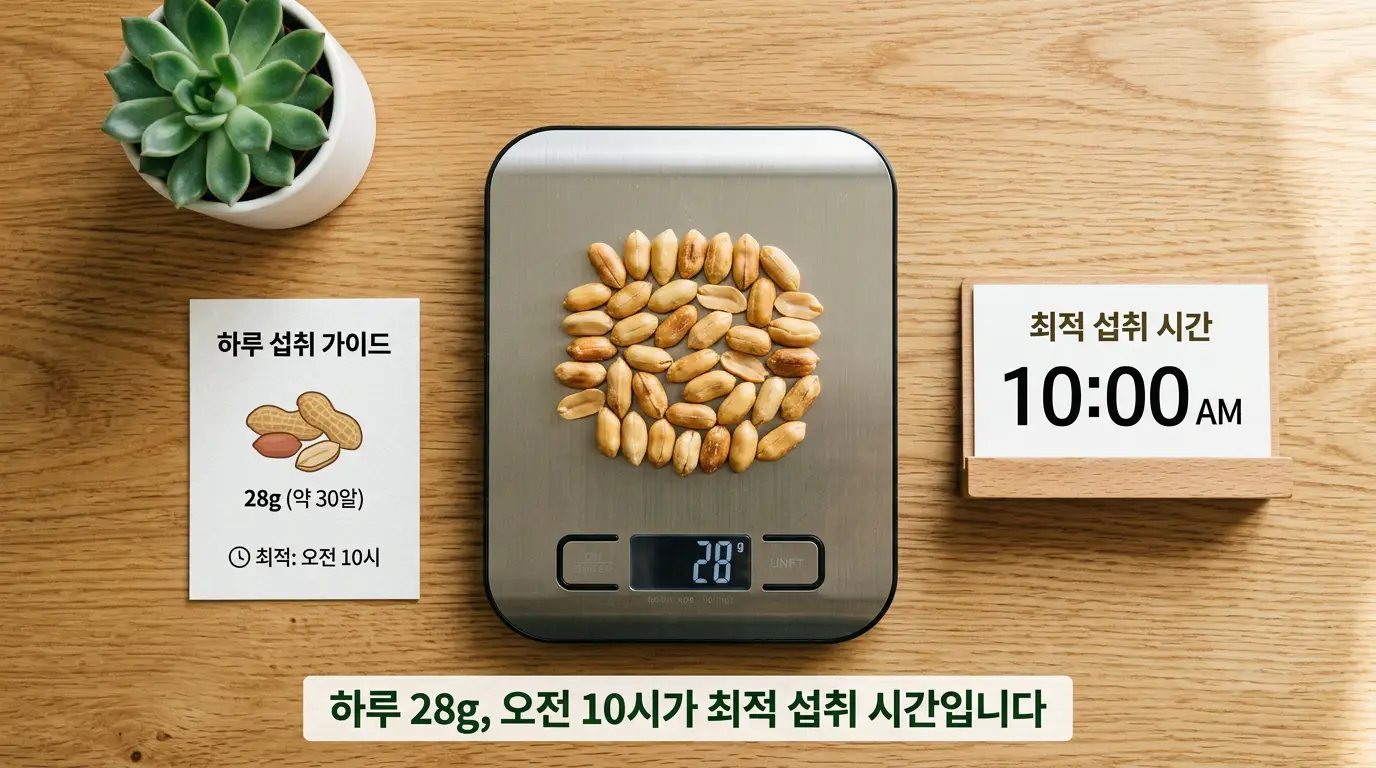 땅콩 하루 한 줌 28g 적정 섭취량 오전 간식 최적 시간 상세