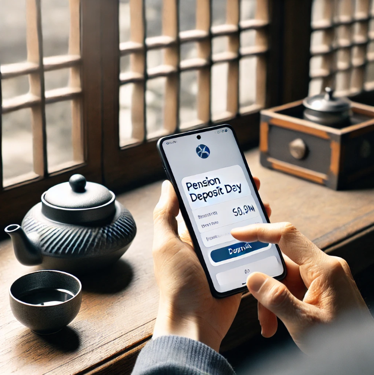 연금 입금 알림을 확인하는 모습