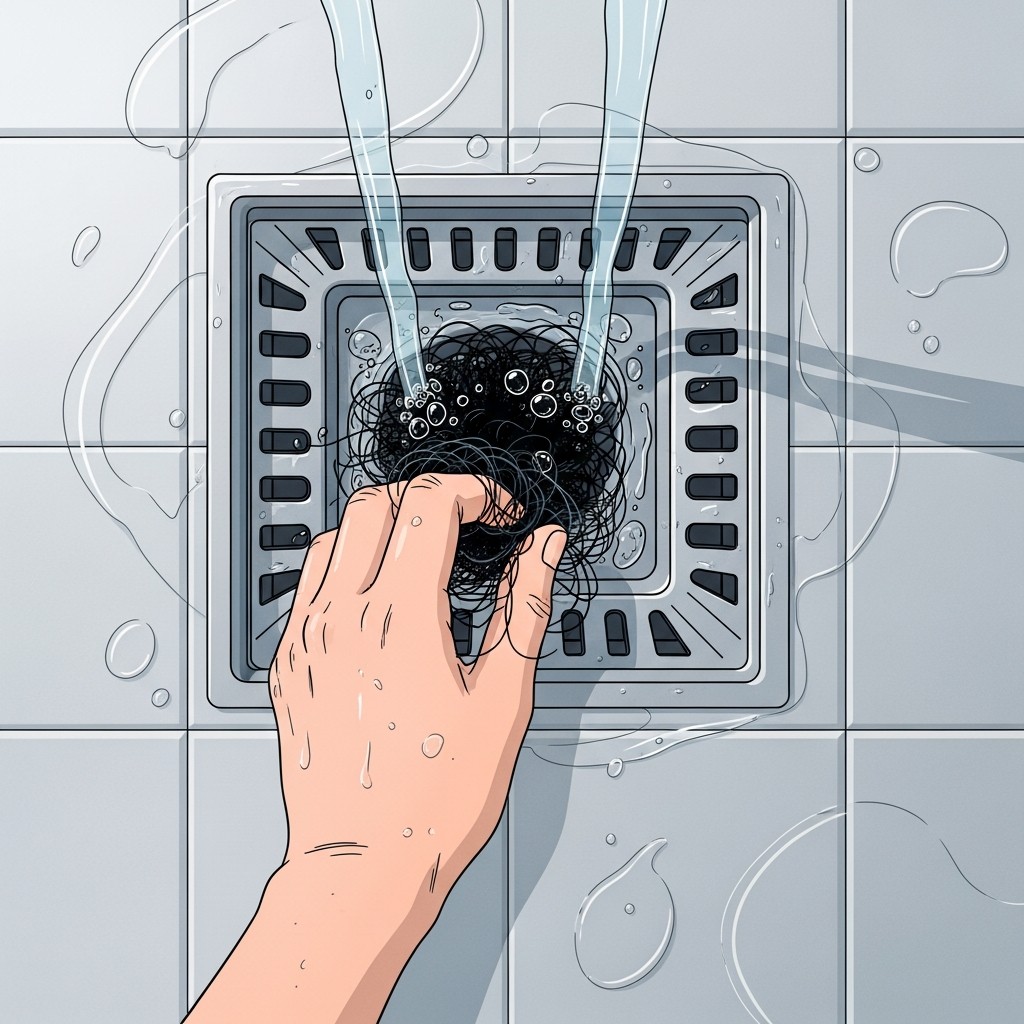 욕실 배수구 머리카락 제거