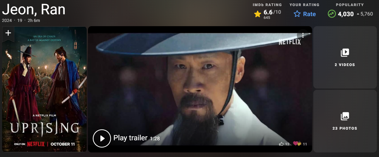 영화 전,란 평점