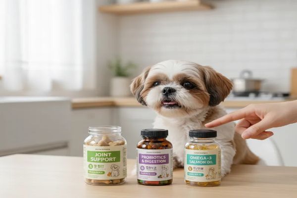 관절, 유산균, 오메가3 영양제를 종류별로 보여주는 이미지