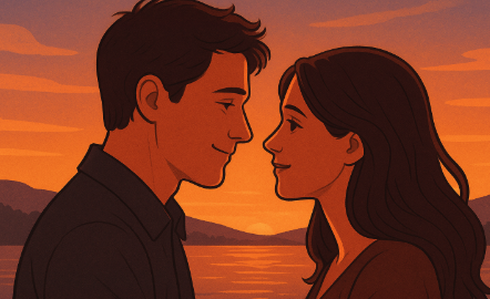 서로를 사랑스럽게 바라보고 있는 연인