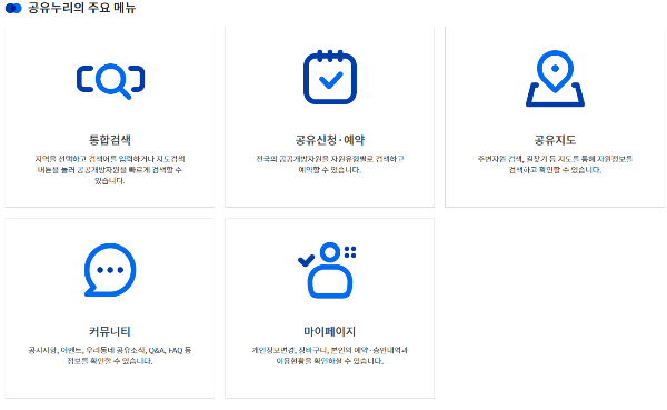 공유누리 주요메뉴