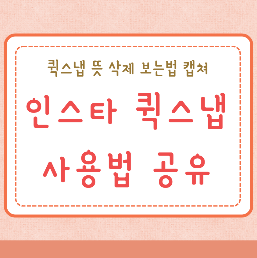 인스타 퀵스냅 공유 사용법