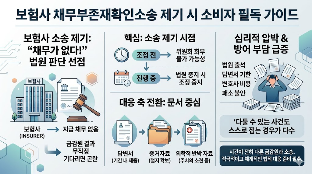 보험사 채무부존재확인소송 대응 가이드 소송 제기 시점과 방어 전략 설명