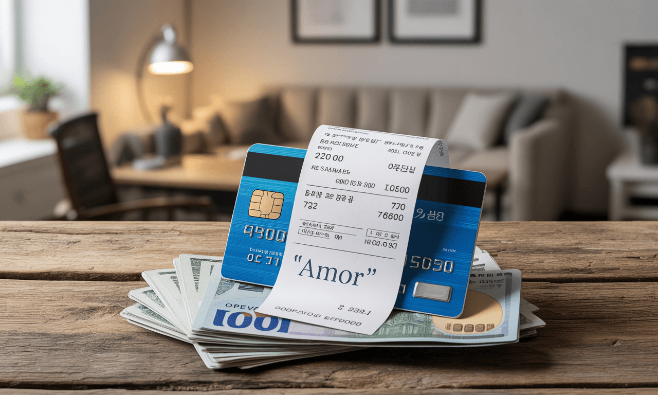 폐업후-종합소득세-신고-신용카드-영수증-현금이-책상위에-모여있음