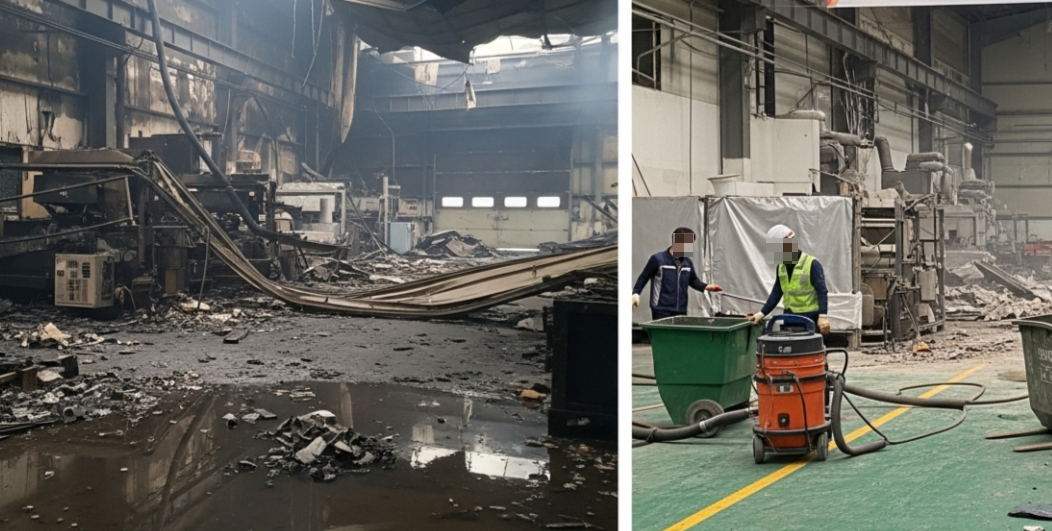 시흥 화재청소 작업중