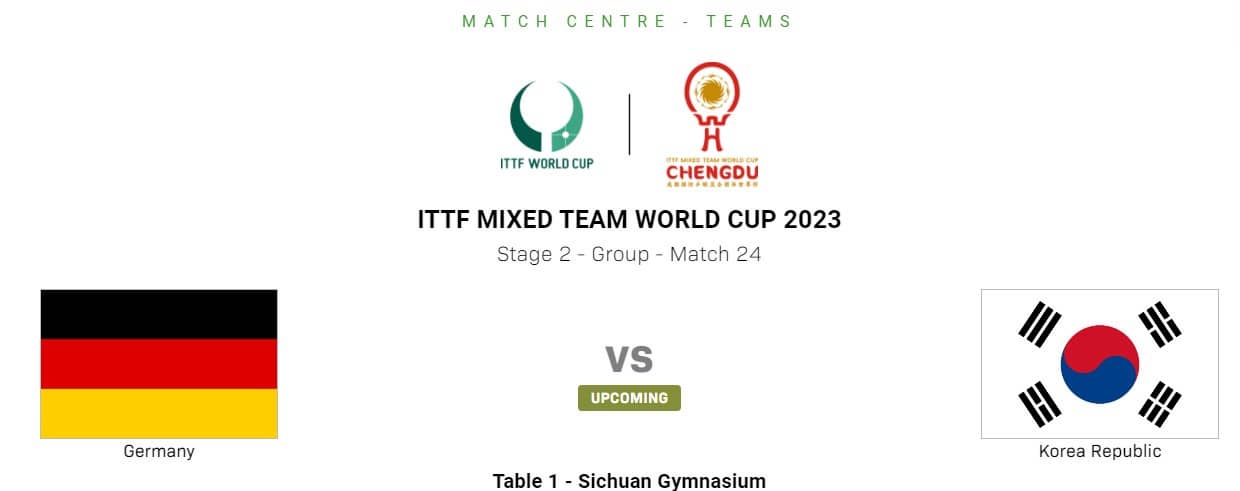 ITTF탁구혼성팀월드컵독일전