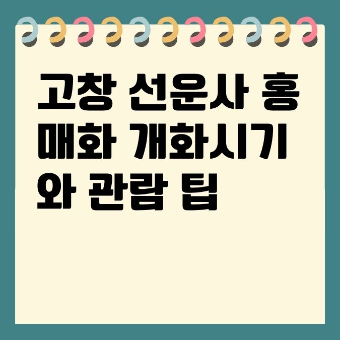 고창 선운사 홍매화 개화시기와 관람 팁