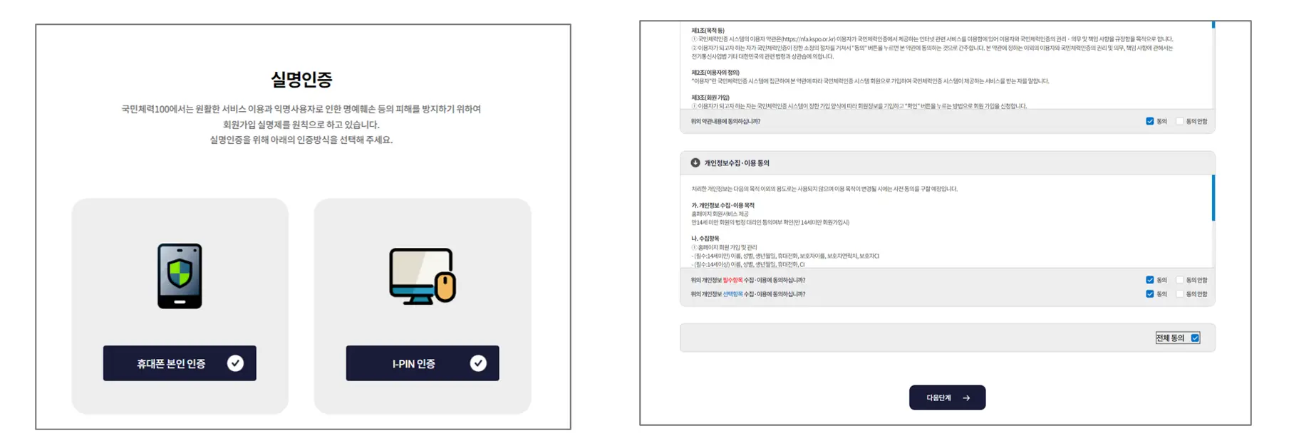 국민체력-100-홈페이지-실명인증-약관동의