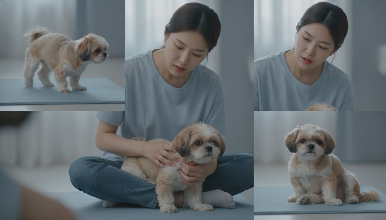 보행 패턴 관찰, 무릎 만져보기, 비정상적인 앉은 자세 등 강아지 뒷다리 자가 진단 3단계