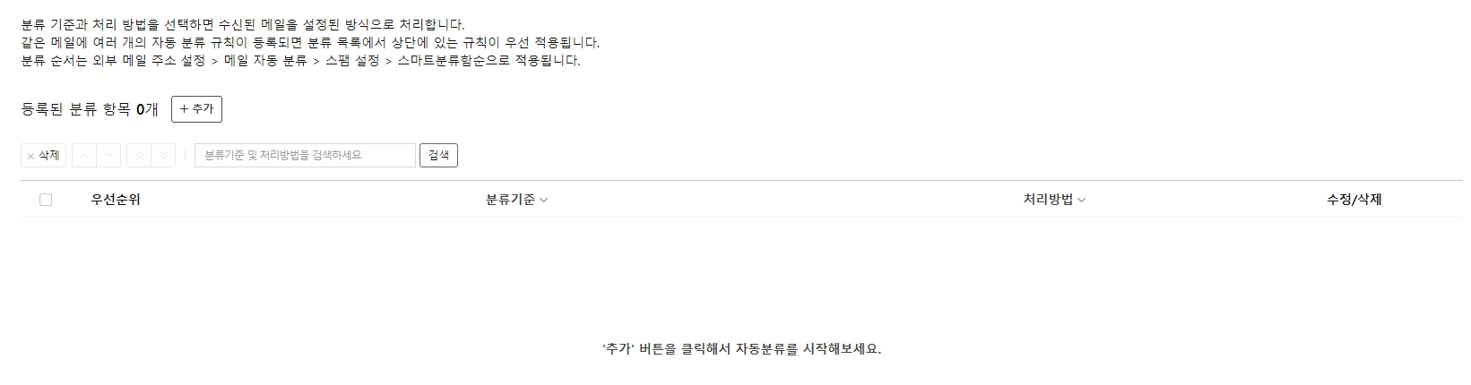 원치 않는 스팸 편지를 강도에 따라 걸러내는 세부 옵션