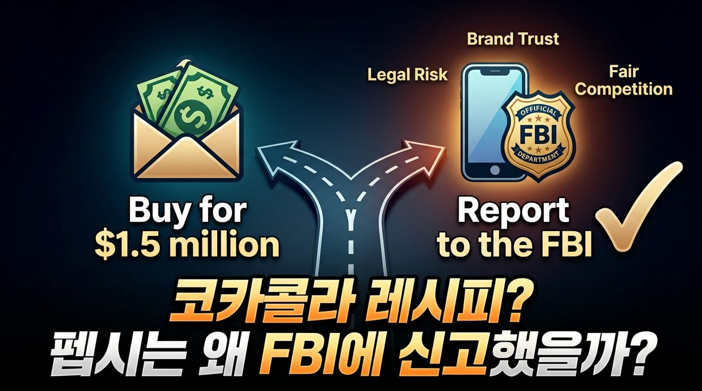 펩시가 코카콜라 레시피 거래 제안을 받고 고민하는 인포그래픽