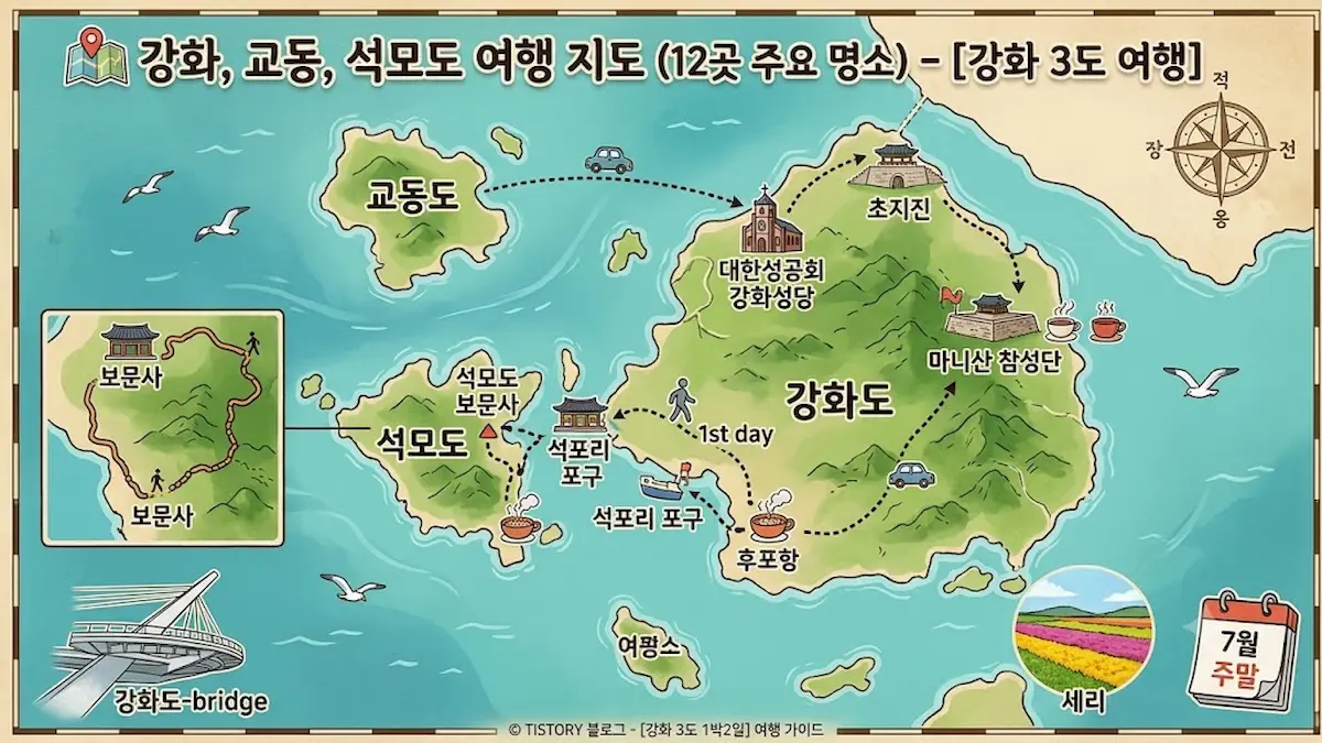강화, 교동, 석모도 지도