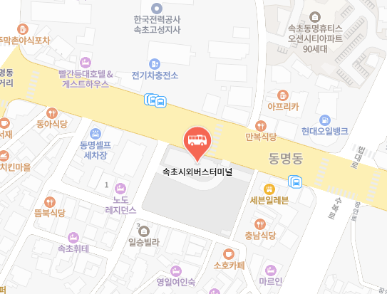 속초시외버스터미널 위치-지도