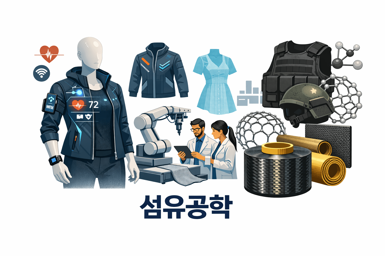섬유공학 (스마트 의류, 패션 테크 산업 구조, 탄소·방탄섬유 소재 기술)