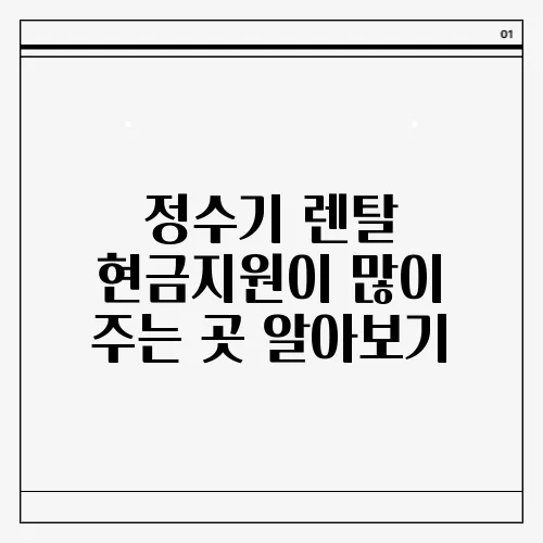 정수기 렌탈 현금지원이 많이 주는 곳 알아보기