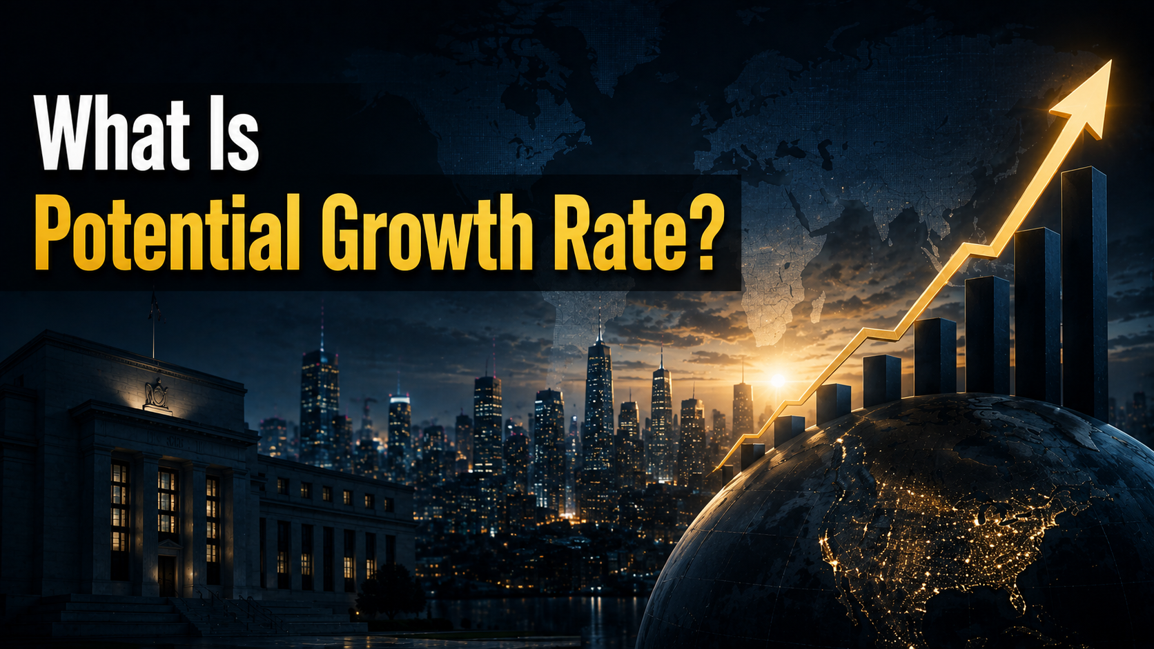 Potential Growth Rate concept showing an economy's long-term sustainable growth capacity without excessive inflation.