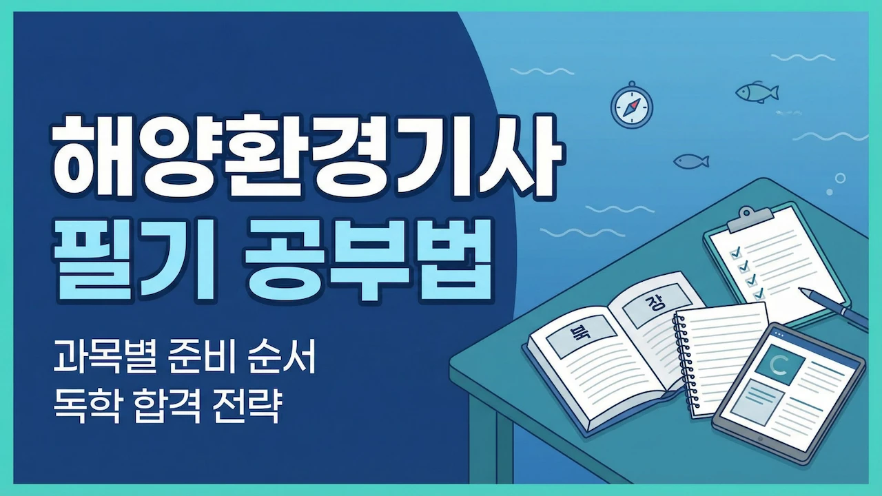 해양환경기사 필기 공부법과 과목별 준비 순서, 독학 전략을 한눈에 보여주는 대표이미지