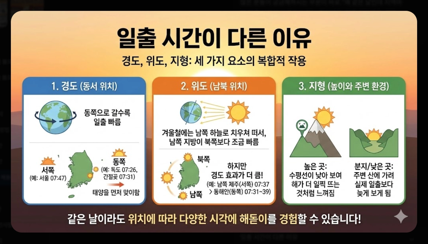 2026년 1월 1일 해돋이 시간 전국 총정리