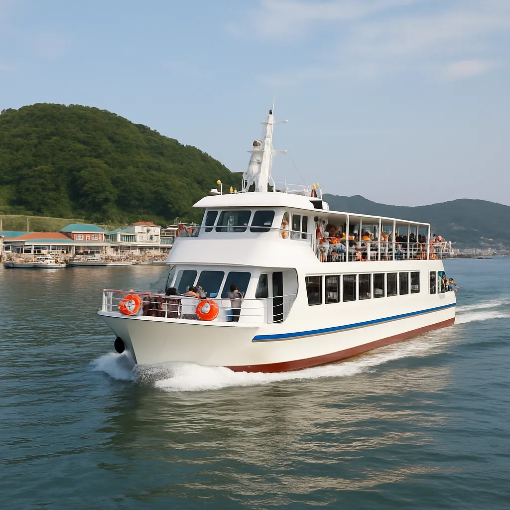 백사장항 인근을 운항 중인 유람선 전경