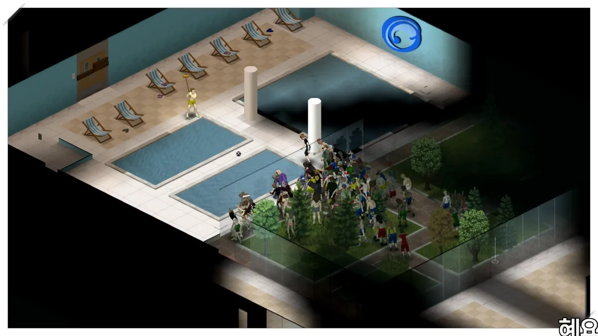 수영장에서-좀비와-대치하고-있는-사람