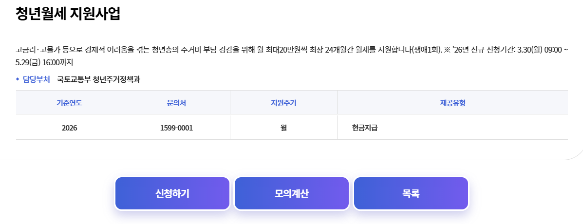 청년 월세 지원 총정리 신청방법까지(2026 최신)