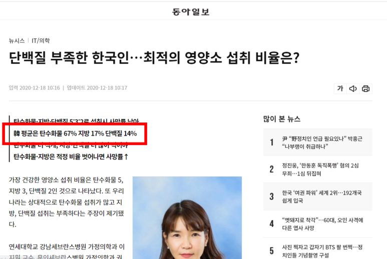 단탄지 최적 섭취비율 기사