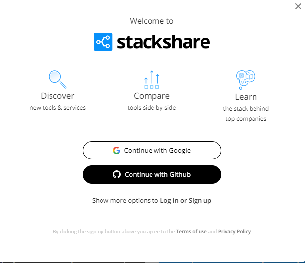 stack share 회원가입화면