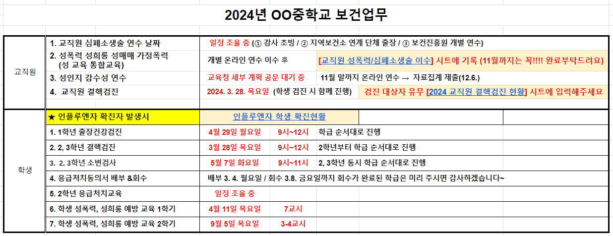 보건교사 업무정리