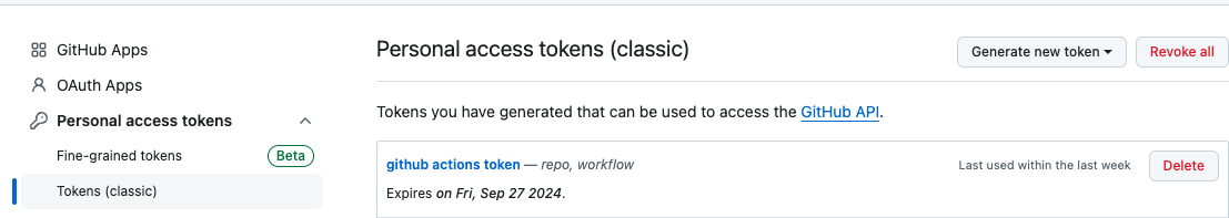 personal access tokens