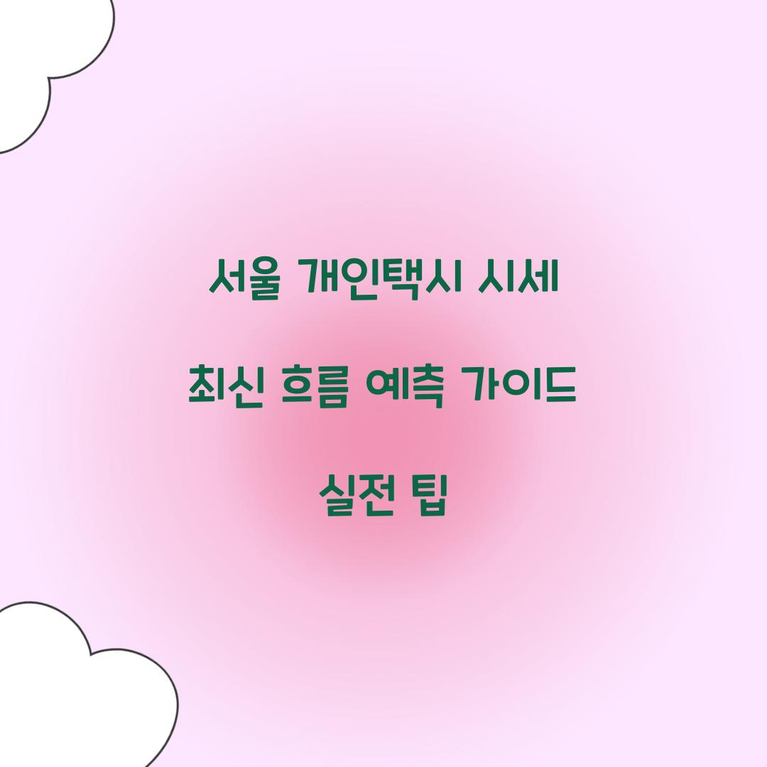 서울 개인택시 시세