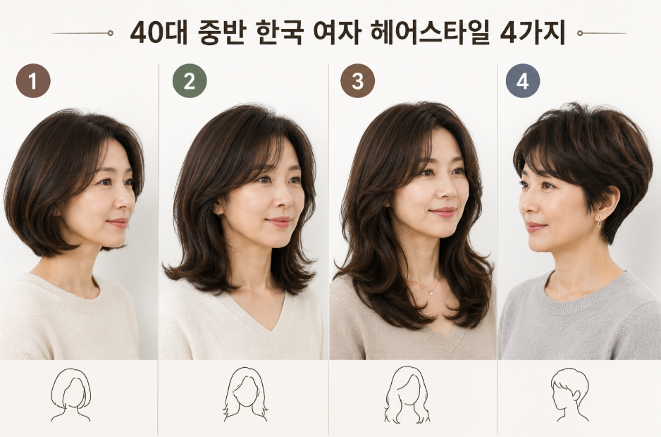 40대 여성 헤어스타일 단발부터 숏컷까지 가장 인기 있는 스타일