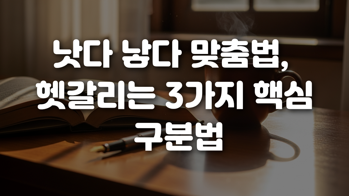 낫다 낳다 맞춤법 헷갈리는 3가지 핵심 구분법