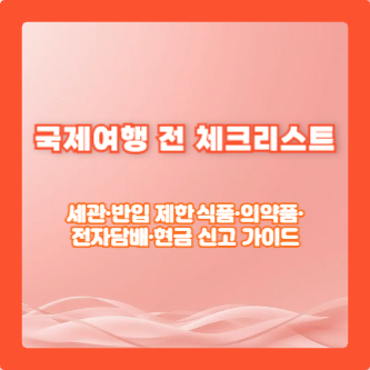 국제여행 전 체크리스트: 세관&middot;반입 제한 식품&middot;의약품&middot;전자담배&middot;현금 신고 가이드