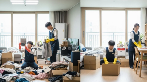 강릉 고독사 청소 정리중