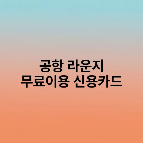 공항 라운지 무료이용 신용카드